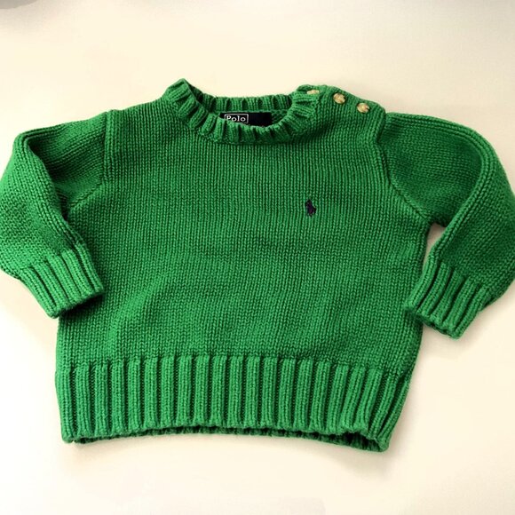 POLO RALPH LAUREN GREEN TODDLER SWEATER - Picture 1 of 5